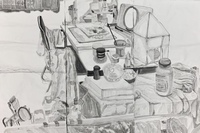 <수묵화II>, 조예진, '생활반경', 종이에 먹, 210x137