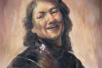 <유화기법>,김서영,'렘브란트 웃는 얼굴 모사',캔버스에 유화,34.8x27.3cm