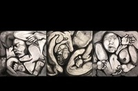 <수묵화>, 이채은, '억압', 장지에 수묵, 135×45