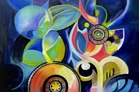  <소재와기법>,김정연, '원의 변형', 아크릴, 80.3x65.1