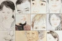 <한국화재료기법>, 박근혜, '시작', 공필지에 동양화 물감 먹, 94x75cm