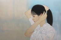 <채색기법>, 김지연, '묶는중', 순지위에 채색, 90.9 x 72.7