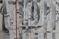 <기초소묘>,김서영,'반복과 선',캔트지에 혼합재료, 26.4x37.8cm
