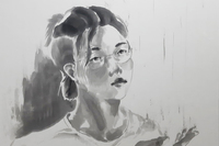 <수묵표현>윤혜란, 자화상, 수묵, 전지 반절