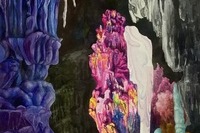 <표현기법>, 나윤준, Flowing, 장지에 채색 90.0x60.6